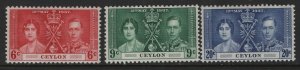 CEYLON  275-277   MINT HINGED  SET