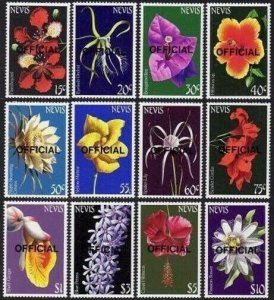 Nevis O29-O40,MNH.Michel D29-D40. Official 1985.Flowers:Flamboyant,Orchid,Mahoe,