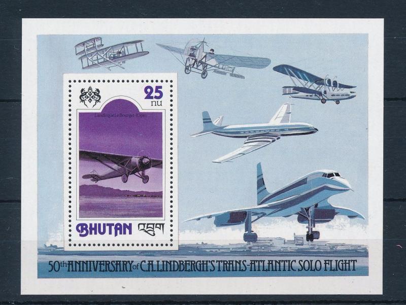 [50217] Bhutan 1978 Linkbergh Atlantic flight Souvenir sheet MNH