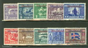 ICELAND #O53-62 3a-40a Parliament Officials, Complete set low values used