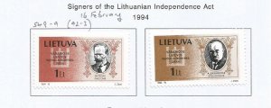 LITHUANIA - 1994 - Signers of Independence Act -  Perf 2v Set - M L H