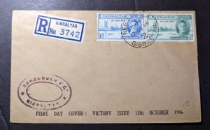 1946 Registered Gibraltar First Day Cover FDC WWII Victory Issue