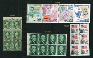 #498e, 1278a,1896a, 2801a MINT NH booklet panes ⭐⭐⭐⭐⭐⭐