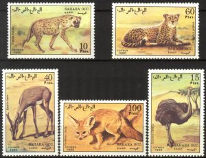 Sahara OCC. R.A.S.D.  1990 Fauna Birds Wild Cats Fox Hyenas Set of 5 MNH