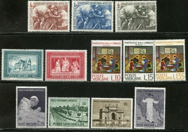 VATICAN Sc#375-403 Eight Sets 1964 Year Complete Mint OG LH