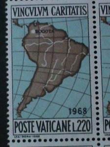 ​VATICAN CITY-1968-SC#-461-3 JOHN PAUL VI-VISITING TO COLUMBIA-MNH BLOCK SET VF-