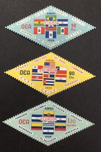 Ecuador 1959 #c352-4, O.A.S. Flags, MNH.