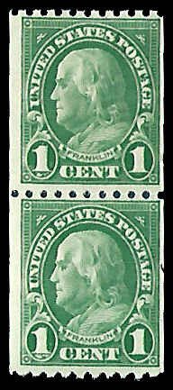 PCBstamps   US # 604 Coil Pair 2c(2x1c)Franklin, MNH, (1)