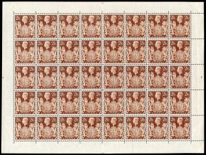 1939 2/6 Brown Complete Sheet of 40 U/M inc Q29a and Q29b