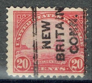 1922 20c Golden Gate w/UP DLE precancel f/NEW BRITAIN CT (567-259)  SCARCE!