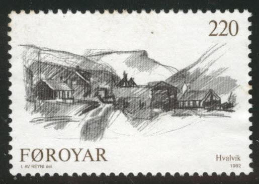 FAROE ISLANDS Scott 84 MNH** 1982 Hvalvik view