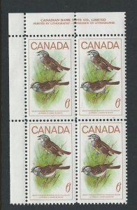 Canada  plate block  mnh  sc #  496