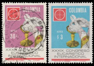 COLOMBIA AIRMAIL STAMP 1968. SCOTT # C500 - C501. USED. # 1