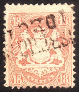 1870, Germany Bavaria, 18Kr, Used, Sc 30