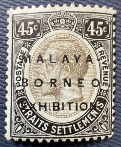 MALAYA BORNEO EXHIBITION MBE opt STRAITS KGV 45c Short I MLH SG#246? M5324