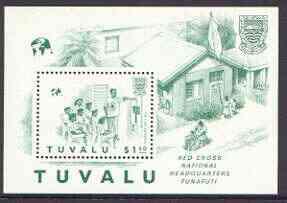 Tuvalu 1988 Red Cross perf m/sheet with red omitted, SG M...