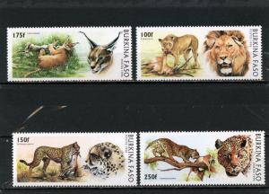 BURKINA FASO 1996 Sc#1079-1082 WILD ANIMALS SET OF 4 STAMPS MNH 