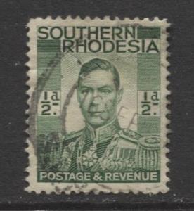 Southern Rhodesia- Scott 42 - KGVI - Definitive -1937 - FU- Single 1/2d Stamp