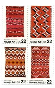 US # 2235 - 2238 American Folk, Navajo Art  Blk 4 mnh