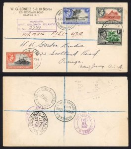 British Solomon Is 1947 Registered Cover to the USA
