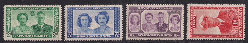 Swaziland 1947 KGV1 Set of 4 Royal Wedding stamps Umm SG 42 - 45 ( D995 )