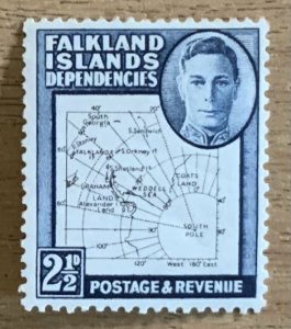 FALKLAND ISLANDS DEP. 1948 THIN  MAP 21/2d  SGG11b LIGHTLY  MOUNTED  MINT )