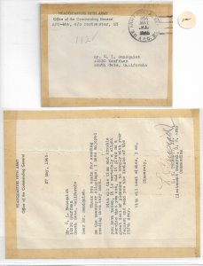 1945 Gen Lucian Truscott, USA APO 464 to South Gate, Ca w/Letter (54429)