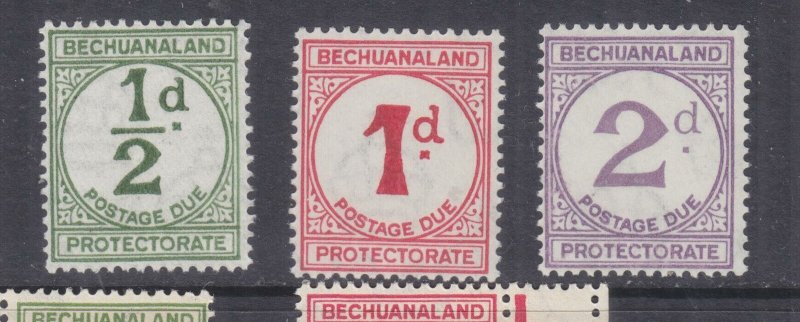 BECHUANALAND, POSTAGE DUE, 1932 ordinary paper set of 3, mnh.