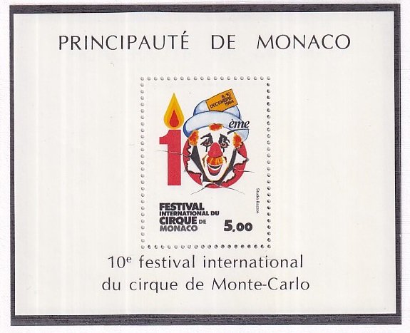 Monaco   #1446  MNH  1984   sheet  circus festival