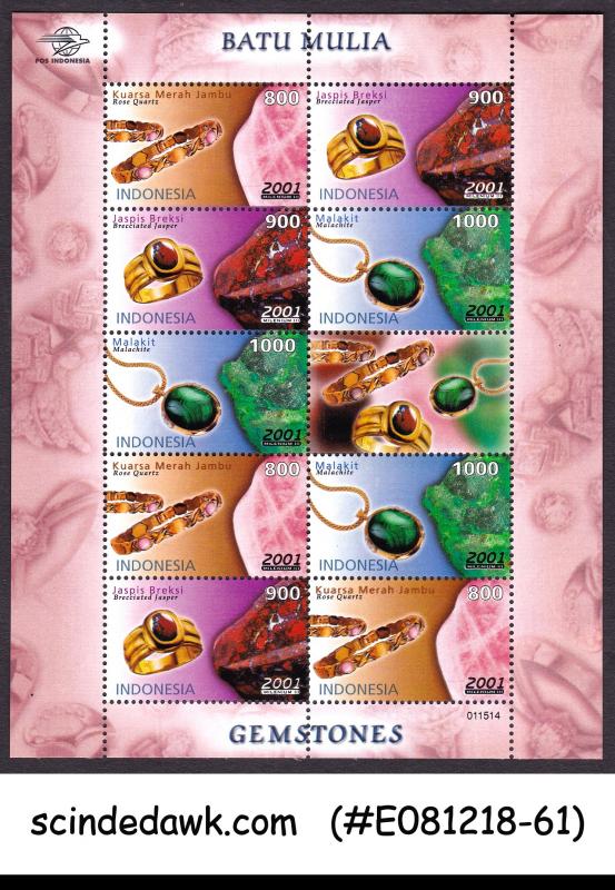 INDONESIA - 2001 PRESIOUS STONES / JEMS - MIN. SHEET MNH