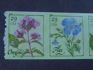U.S.# 4513-4517-MINT/NEVER HINGED- COIL STRIP OF 5--FLOWER/HERBS --2011