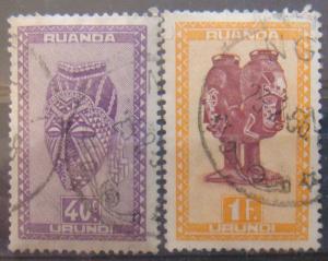 RUANDA URUNDI 1948 40c,1F Masks Used