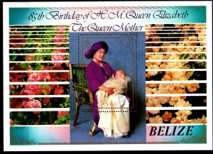 BELIZE - 1985 - Queen Mother, 85th Birthday  - Perf Min Sheet -Mint Never Hinged