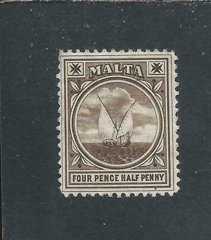 MALTA 1904-14 4½d BROWN MM SG 57 CAT £40