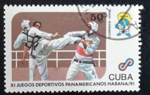 CUBA Sc# 3320 PAN AM GAMES American HAVANA Karate 1991 used / cancelled