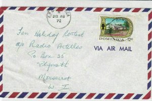 Dominica 1972 Airmail Copra Processing Plant Stamp Cover to Montserrat Ref 33604