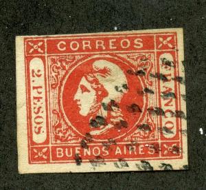 ARGENTINA BUENOS AIRES SCOTT# 11 MELLO # 11 USED LARGE MARGINS AS SHOWN