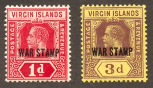 Virgin Islands Scott MR1-MR2 H/HROG - 1916 War Tax Stamps - SCV $7.55