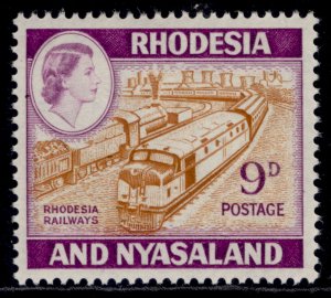 RHODESIA & NYASALAND QEII SG24a, 9d orange-brown & reddish violet, M MINT.