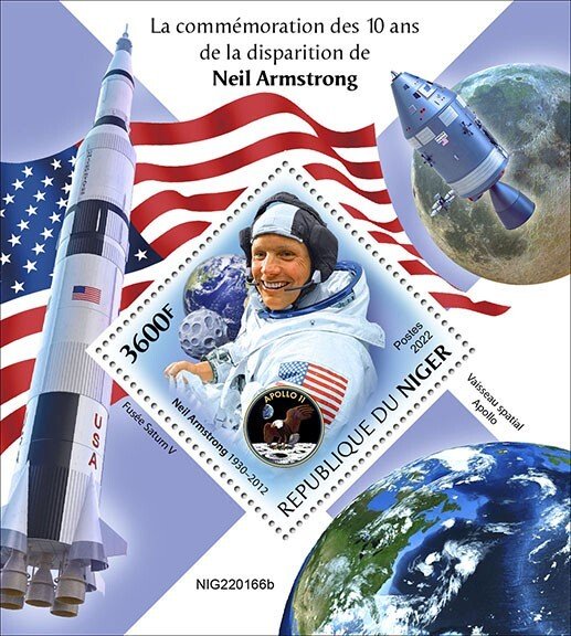 NIGER - 2022 - Neil Armstrong - Perf Souv Sheet - Mint Never Hinged