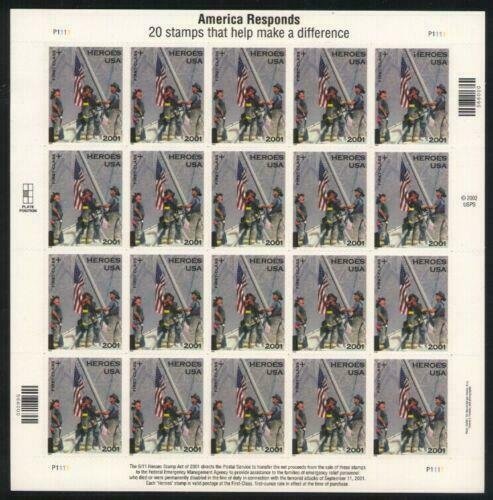 Scott B2 - 9/11 US Souvenir Sheet Of 20 MNH - Heroes Of New York 2001 - 2002