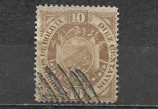 Bolivia 1894 Stamp Scott #43 Coat Of Arms 10 Centavos Used