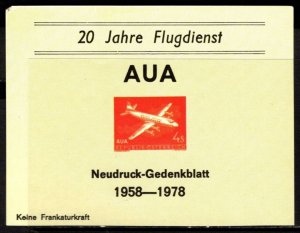 1978 Austria Souvenir Sheet 20th Anniversary Inauguration of Austrian Airlines