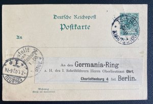 1899 Tsingtao China German Post Office Stationery Postcard Cover to Berlin