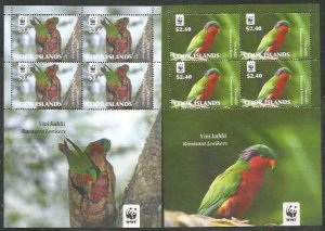 COOK ISLANDS - Local Birds - Perf 4 x 4v Souv Sheets - Mint Never Hinged