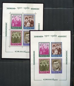 AJMAN JOHN F. KENNEDY MEMORIAL CURRENCY CHANGE PERF &  IMPERF  SHEETS MINT NH