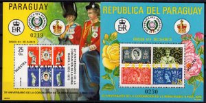 Paraguay 1978 Sc#1854/1855 QUEEN ELIZABETH II SPECIMEN S/S  (2) MNH