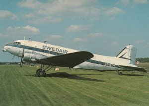 7613 Aviation Postcard SWEDAIR DC-3 SE-BSM Airlines-
