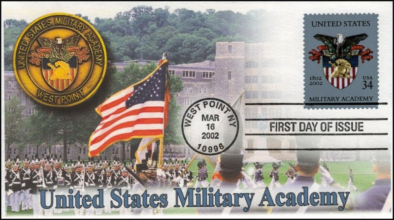 AO-3560, 2002, U.S. Military Academy, First Day Cover, Add-on Cachet, SC 3560,