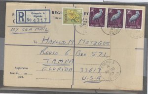 Uganda  1969 crane stamps, arrival cancel on reverse